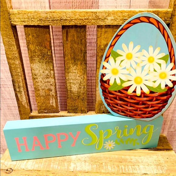 Reversible Happy Spring/Easter Word Block Signs - Picture 2 of 11
